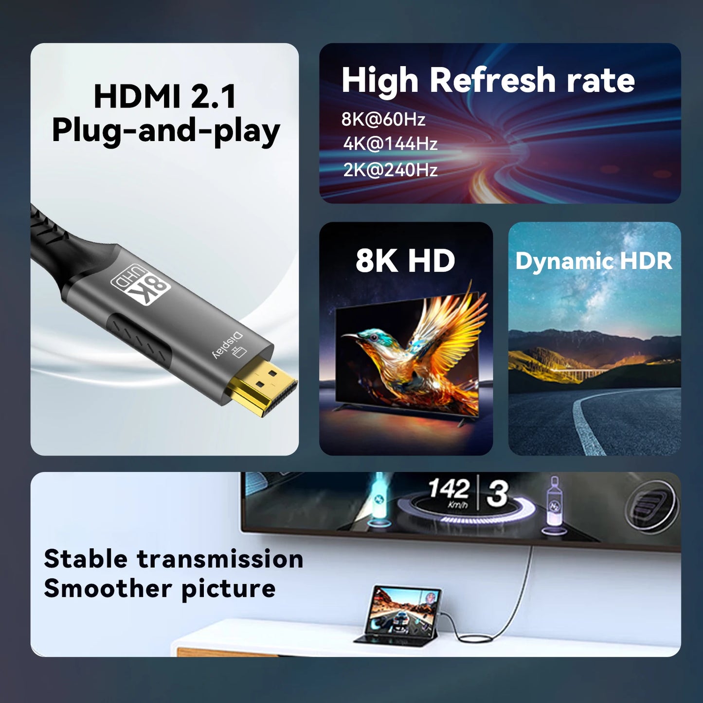 @60Hz و4K@120Hz وكابل HDTV متوافق مع Type C إلى HDMI محول التلفزيون