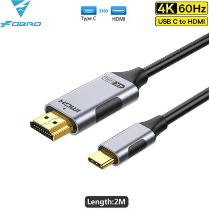 @60Hz و4K@120Hz وكابل HDTV متوافق مع Type C إلى HDMI محول التلفزيون